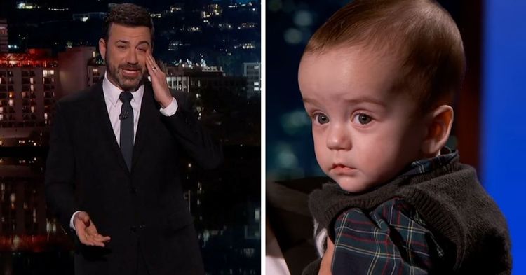 Jimmy Kimmel Makes A Tearful Plea While Holding His 7-Month-Old Son